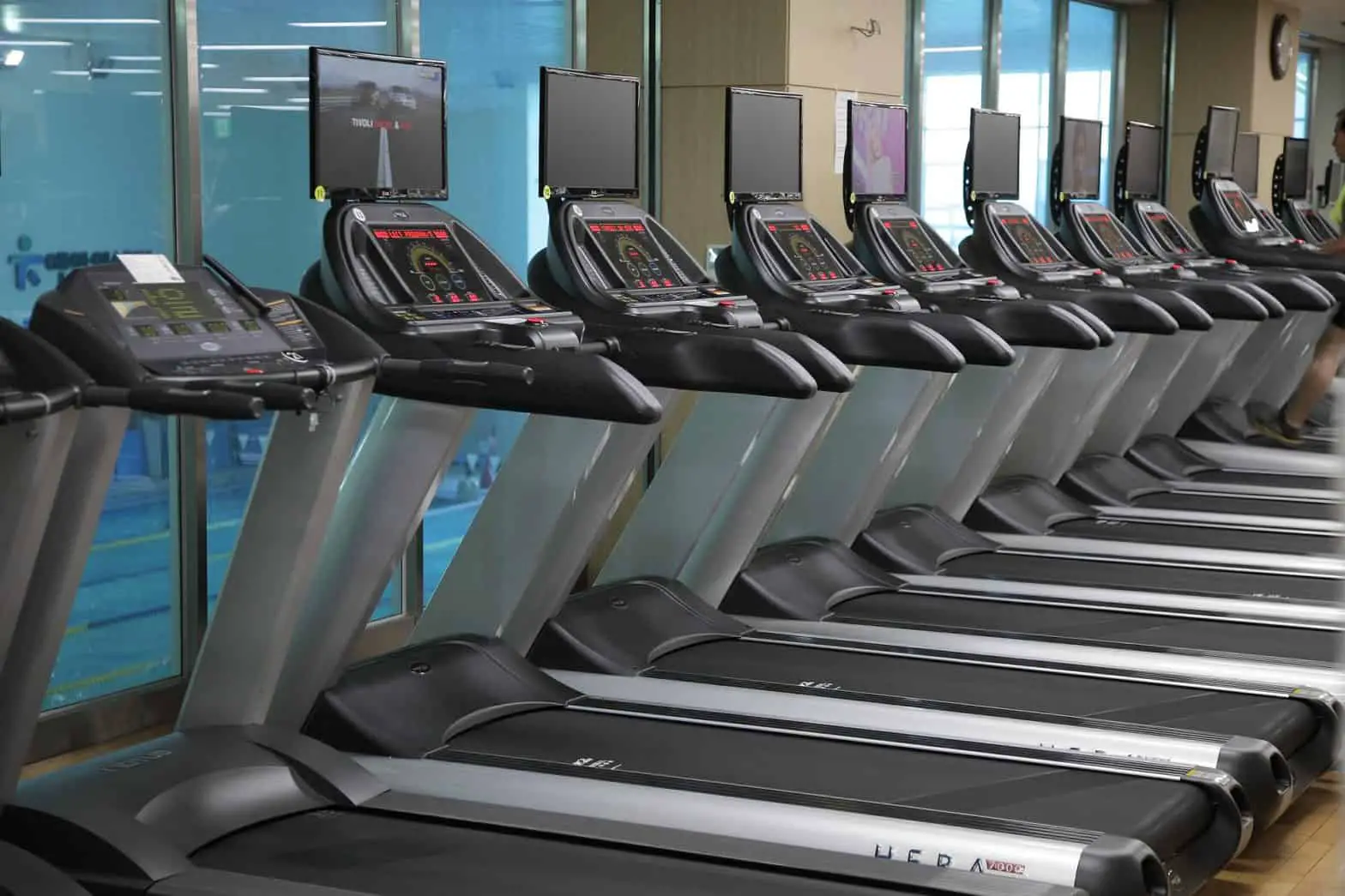 A row of Healthrider Treadmills